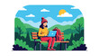 © meeblues - Modern vector illustration of digital nomad working remotely while traveling, remote work and modern travel lifestyle concept ideal for freelancers