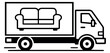 © labirint - Line art illustration of a moving truck depicting furniture delivery for home relocation services