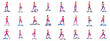 © Sabiqul - A vector collection of women performing step aerobics and fitness exercises, demonstrating various workout poses on step platforms for health and wellness.
