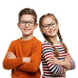 © IBRAHIM - Happy boy and girl wearing glasses isolated on transparent background