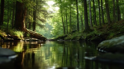  Gentle sway of forest river reflections nature scenic landscape calm environment tranquil viewpoint serenity concept
