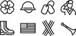 © MC Creative - Collection of linear icons representing military service veteran recognition and remembrance symbols set