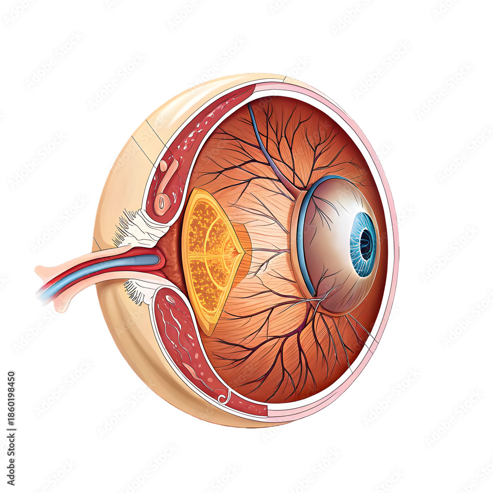 Eye Anatomy Cross-Section: Human Vision, Retinal Health, Medical on transparent background