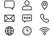 © welcome  saiful   - Contact us vector line icon set, communication symbols for business phone, email, message, chat, location, user, and web, outline pictogram illustrations