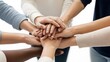 © gabrielvf - Team of people joined hands in unity. A close-up shot of several hands stacked together, symbolizing solidarity and agreement. Represents teamwork and cooperation