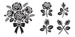 © MDABDUR - Rose flower bouquet and single stems silhouette icon set floral wedding decoration graphic elements