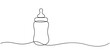 © Creative Tania - Continuous editable line drawing of baby bottle. Baby milk bottle icon in one line, Continuous one line drawing of baby feeding bottle. Baby drink bottle with love outline vector illustration. minimal
