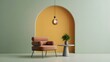 © Muhammad Ahmed - Minimalist 3D Interior Scene with Modern Lounge Chair and Arch Wall Design