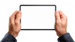 © Pankaj Kumar - Modern tablet with sleek design held by hands, finger pointing at the screen, perfect for showcasing apps, websites, or UI designs for digital marketing projects