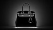 © Nas - Luxury black handbag with neon outline on dark background.