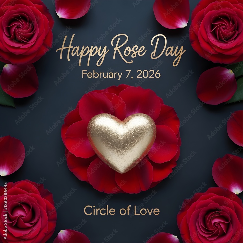 February Roses Graphics Celebrate rose day on february 7, 2026 Stock Photo | Adobe Stock