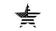 © Shela - Black and white american flag star shape illustration silhouette vector on whit background