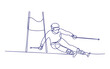 © hellosumonhaldar - A continuous line drawing of a skier navigating a slalom course between gates.