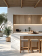 © Kingdola - Modern Kitchen and Lounge: A serene outdoor kitchen and lounge area, combining sleek contemporary design with the warmth of natural materials to create a harmonious and inviting space.