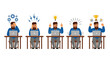 © Uttpol Saha - Man Working on Laptop Vector Illustration – Bearded Office Worker, Programmer, and Work Success.