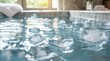 © Salina - Cold plunge ice bath filled with floating ice cubes, symbolizing recovery and wellness, surrounded by a serene atmosphere and natural light enhancing relaxation