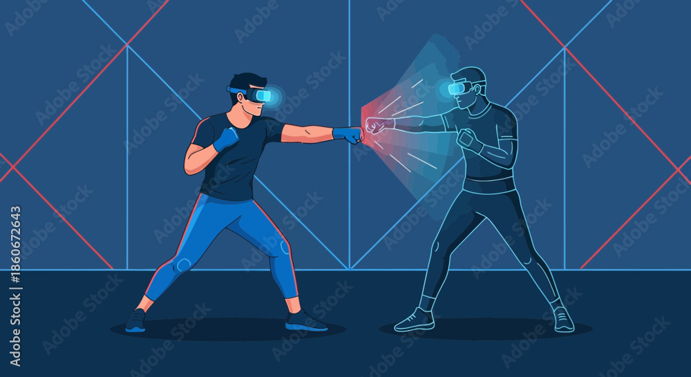 Immersive combat in virtual reality between two fighters using haptic ...
