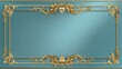 © ALIS ST - Elegant Gold Floral Frame on Soft Blue Background Suitable for Invitations or Decorative Designs