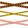 © 32 pixels - Barricade construction tape. Colorful police warning line, brightly colored danger or hazard stripe, ribbon. Restricted area, zone. Attention symbol. Vector illustration