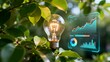 © Kevin - Light bulb with digital graphs on green leaves