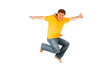 © travelview - Portrait Of man jumping In The Air