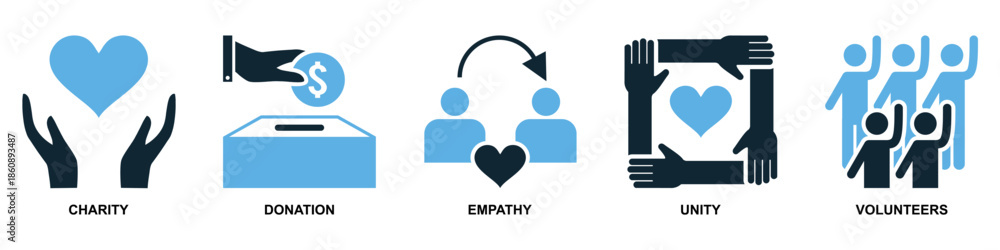 Set of charity donation icon vector for fundraising apps. Ideal for ...