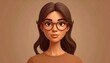 © Air - A digital illustration depicts a young woman with brown hair and glasses in a brown top, against a monotone background