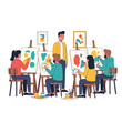 © well.up - Art Class: Students Painting on Easels with Instructor Guiding