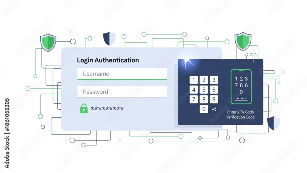 Secure login authentication process with username password and 2fa ...