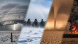 © Ubaidillah - Extreme weather collage lightning storm, blizzard, dust devil, and wildfire. Depicting nature's raw power and environmental challenges impacting the planet