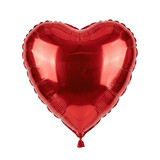 Shiny red heart shaped foil balloon on transparent background