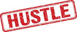 © nhpvect02 - A rectangular red stamp with the word hustle boldly displayed in white showcasing a motivational message