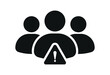 © Hasan_Sumon - Group alert icon with people silhouettes and warning symbol, representing user warning, team issue, system notification, risk awareness and management alert concept