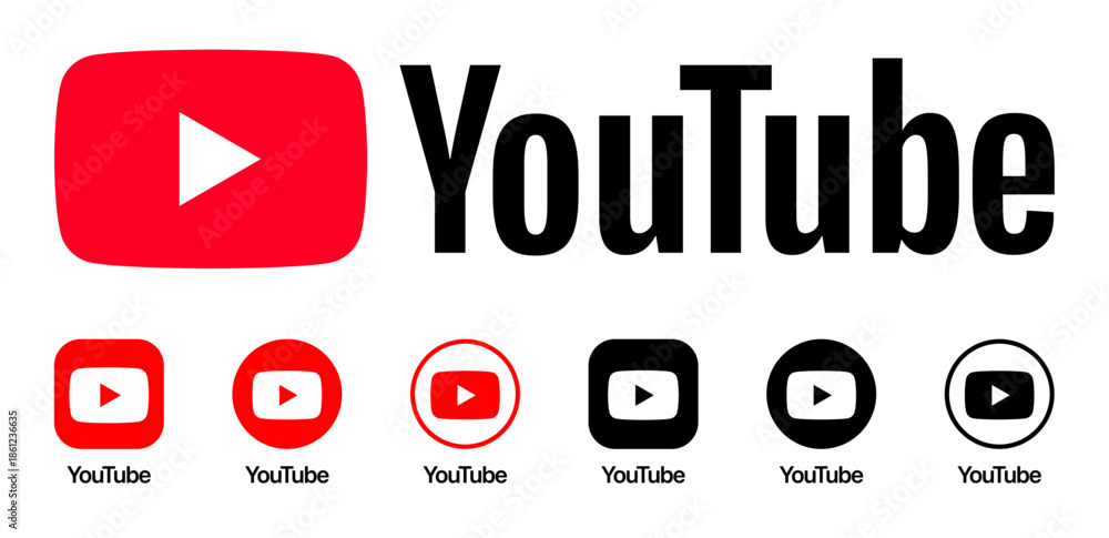 YouTube App Icon And Logo Vector SVG In Colorful And Black White 
