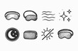 © Hubba Bubba - Sleep essentials outline icon set. Eye masks, night, stars, sleep aids collection
