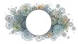© Yuliia - Mechanical gears and cogs frame with white circle space for text. Industrial steampunk design elements in muted colors for engineering concepts.