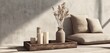 © Waqar - Cozy sitting space minimal candle tray and small vase