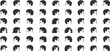 © MdShafe - Men hairstyle silhouette set, male profile haircut icons, barber fashion vector collection, modern grooming styles illustration isolated white background design