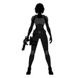 © McClerish - Silhouette of a Female Soldier with Gun in Tactical Gear.