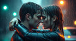 © ณภัทร วงค์มาวิวัฒน์ - Eternal Embrace: A tender moment unfolds as a couple stands close in the rain, their embrace exuding warmth and intimacy amidst the wet city atmosphere.