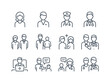 © MTM Vector  - doctor and nurse line icons set, black vector illustrations, medical staff symbols, healthcare and hospital icons, editable strokes, flat minimal outline icons, isolated on white background for web.
