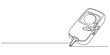 © Vector Man - One continuous line drawing of Blood glucose meter test illustration. glucometer pharmacy equipment outline, Continuous single line drawing of a glucometer for monitoring blood sugar. Minimal editable