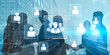 © InfiniteFlow - Concept of human resources and organizational structure. A professional team is shown within a corporate network, representing management, leadership, and collaboration. Fermion