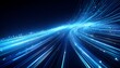 © Reginald - futuristic technology concept with glowing blue diagonal lines representing data transfer through fiber optic cables on a dark background