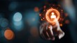 © Rifqi - Executive's hand touches glowing orange digital user profile icon network on a dark background, concept for user management, business connection and corporate identity