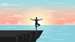 © arpln - Serene silhouette practicing yoga on cliff edge at sunset
