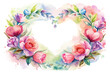 © Tanvir Rana - Watercolor Floral Heart Wreath Romantic Valentine Frame vector illustration isolated on white background