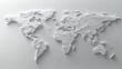 © smartcat - embossed white world map with textured topographic relief on a minimalist light grey background, calm serene modern decorative wall art