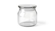 © FIFO STOCK - A clear glass jar with a lid on a white background, perfect for product photography and commercial use.
