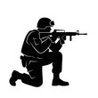 © Simson - Silhouette Soldier Kneeling with Rifle